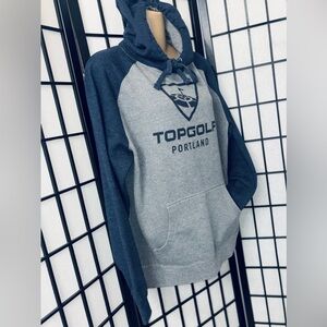 TOP GOLF PORTLAND ~ LONG SLEEVE HOODIE | Navy/Grey | SIZE: MED.  #lgolf #topgolf